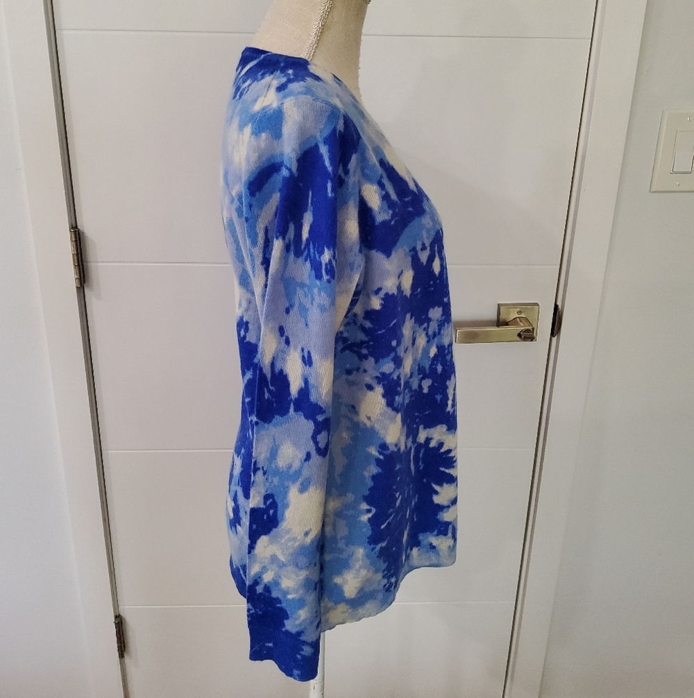 Charter Club Cashmere Tie-Dyed Blue Sweater Size L - Picture 9 of 9